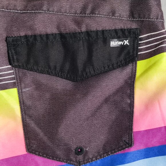 Hurley board shorts men youth size 16/28 brown base and multi-colour - Picture 5 of 11